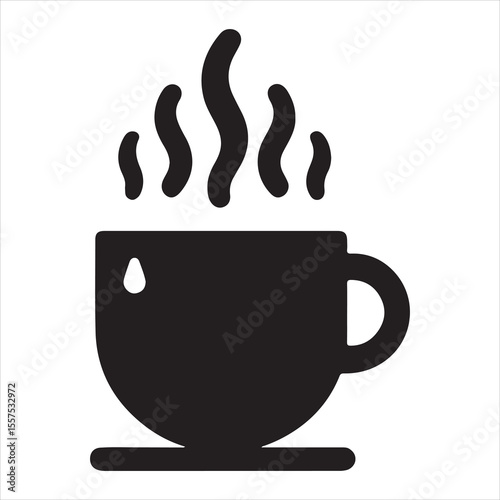 Steaming Coffee Cup Silhouette - A Moment of Warmth 
