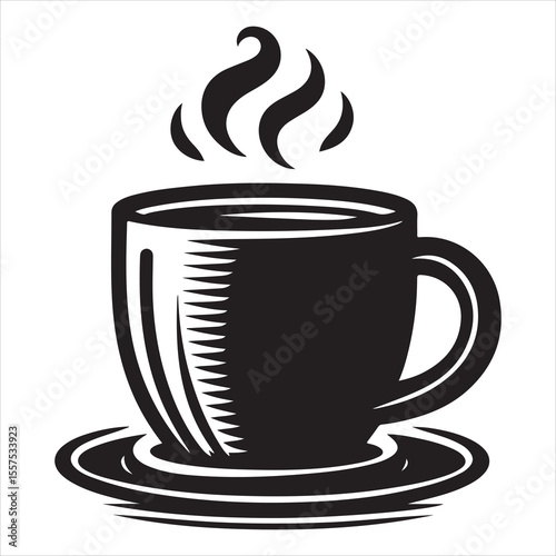 Steaming Coffee Cup Silhouette - A Moment of Warmth 