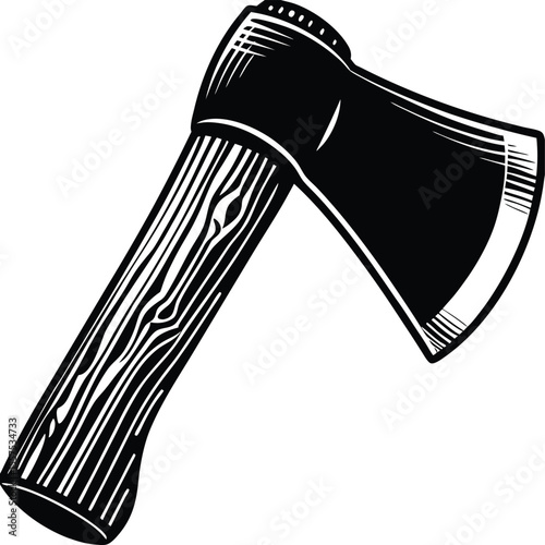 Vintage Axe Vector Illustration – Hand Drawn Hatchet Tool Clipart, Woodcut Logging Icon, Rustic Lumberjack Equipment for Print & Web