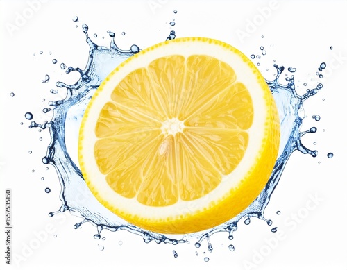 Refreshing Lemon Slice Splashing in Water A Vibrant Image