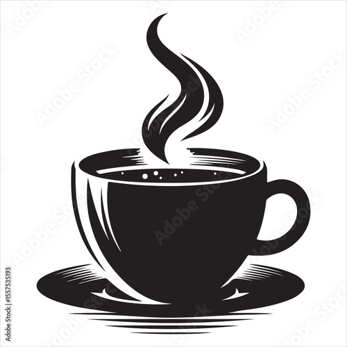 Steaming Coffee Cup Silhouette - A Moment of Warmth 