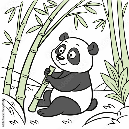 panda and bamboo coloring page