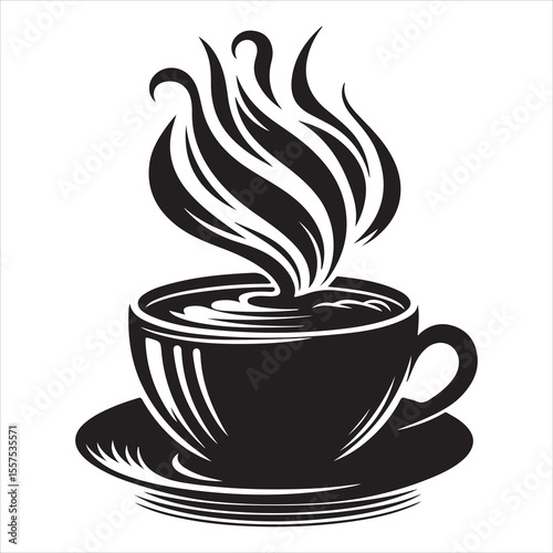 Steaming Coffee Cup Silhouette - A Moment of Warmth 