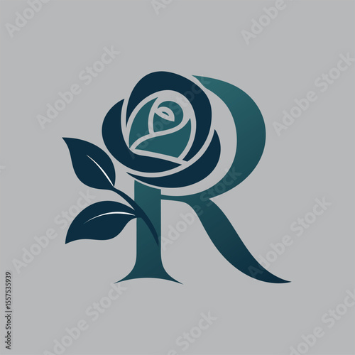A logo featuring the letter "R" with a stylized rose design.