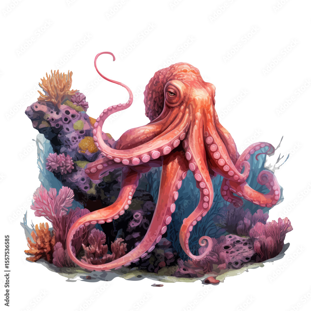 Fototapeta premium Wavely the octopus