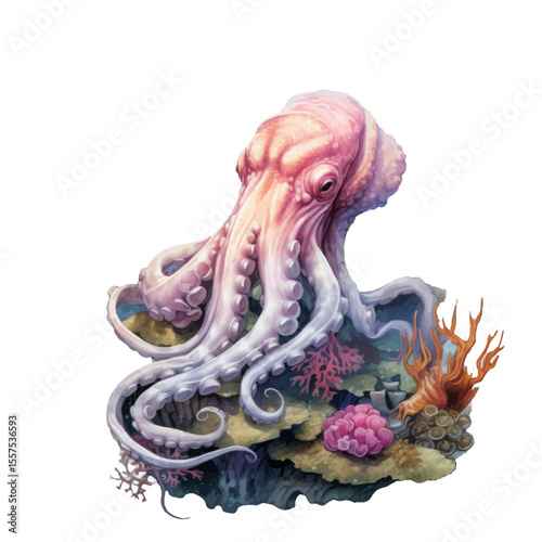 octopus on the white background