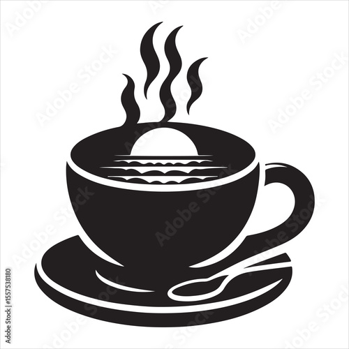 Steaming Coffee Cup Silhouette - A Moment of Warmth 