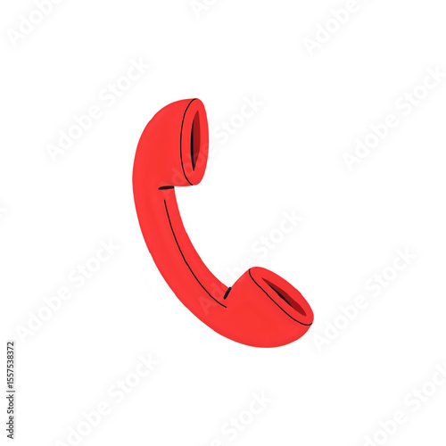 Red Retro Phone Icon: Communication Symbol, Contact Us Graphic, Vintage Telephone Clipart