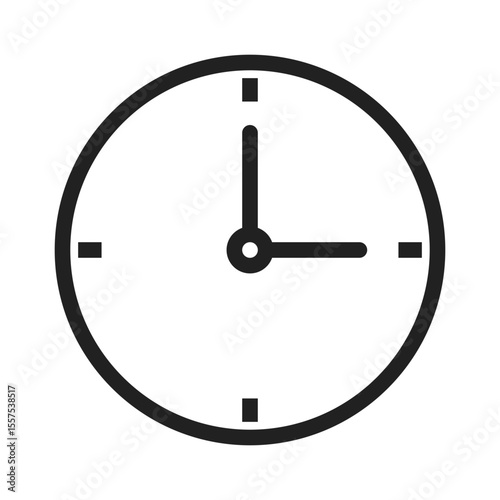 Illustration of a simple analog clock face with hour and minute hands and hour markers shown
