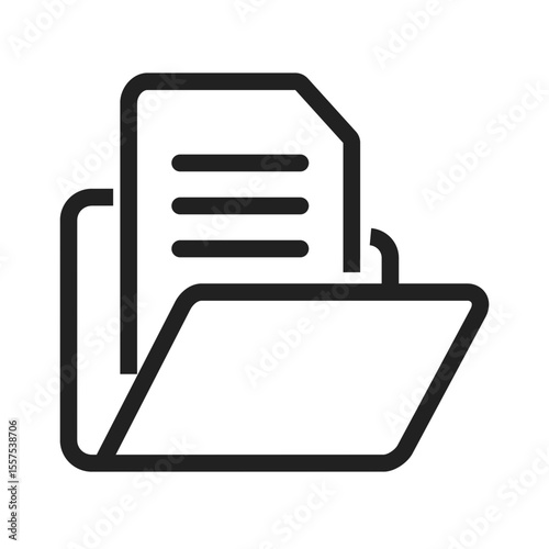 Illustration of a document inside a folder with horizontal lines representing text content shown