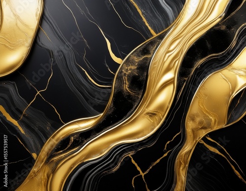 luxurious black and gold marble texture with subtle metallic veins generative ai