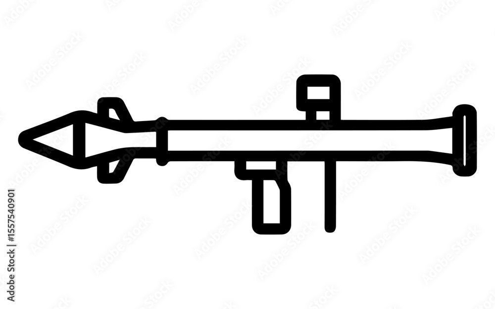 Naklejka premium grenade launcher line icon vector on white background Vector gun icon on white background