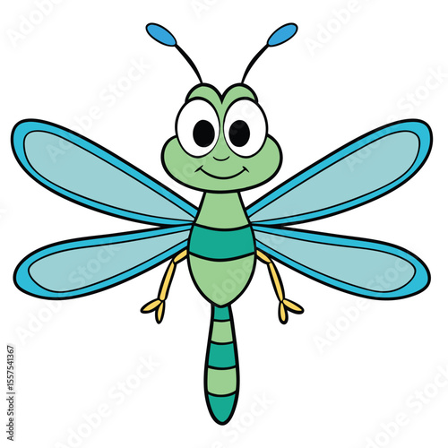 Colorful Dragonfly Character on White
