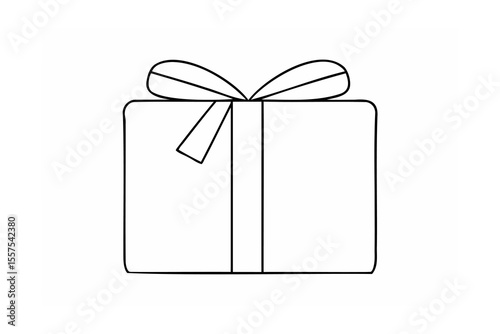 Simple black and white gift box illustration perfect for celebrations and special occasions