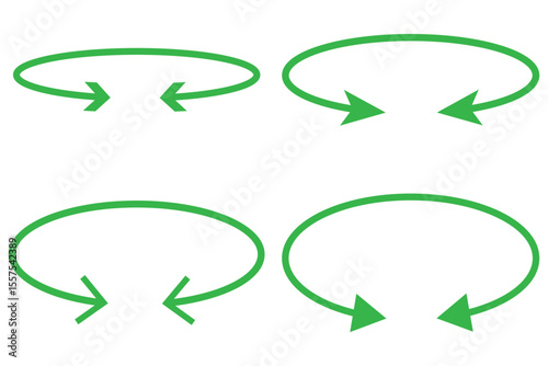 Dual double ended semi circle arrow. Semicircular round long two sided arrow. Vector illustration.