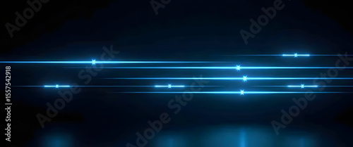 Glowing blue light trails create a sense of motion and futuristic energy.
