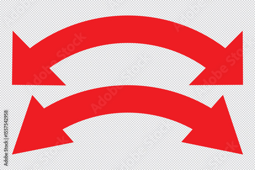 Dual sided arrow vector, icon, silhouette design. Semicircular curved thin, long double ended arrow vector design for website, app and logo design. Vector illustration of duel side arrow
