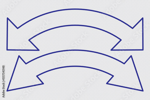 Dual sided arrow vector, icon, silhouette design. Semicircular curved thin, long double ended arrow vector design for website, app and logo design. Vector illustration of duel side arrow