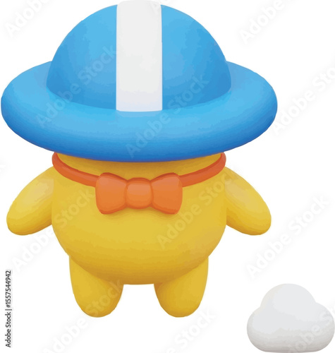 Vector 3D cartoon blue baby hat with a bow, funny clown or wizard toy character isolated for kids fun celebration