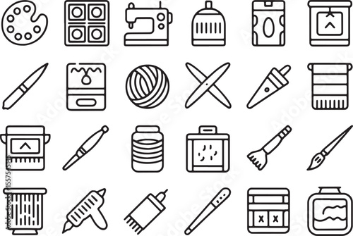Arts and Crafts Line Art Icons Ultimate Collection
