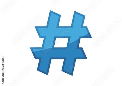Stylized blue hashtag symbol with vector design, concept  