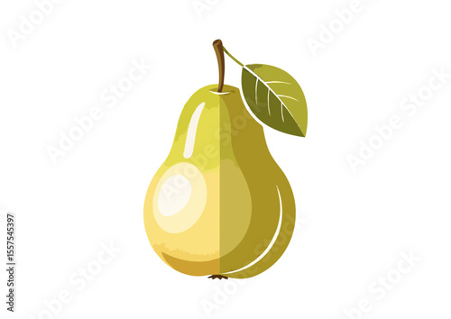 Ripe green pear with a leaf, concept  