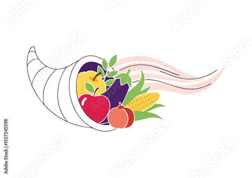 Cornucopia overflowing with seasonal produce, concept  