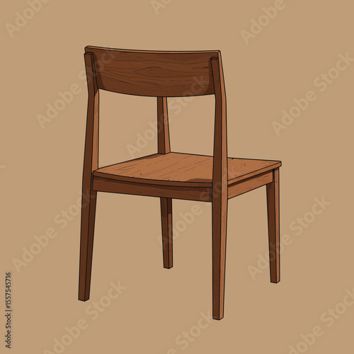 Elegant Wooden Chair Illustration: Minimalist Design for Interior Decor and Furniture