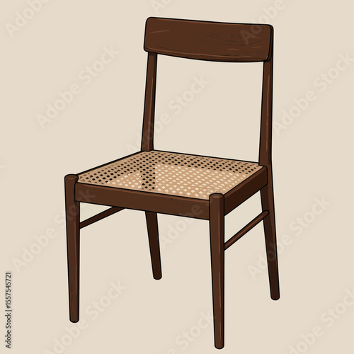 Elegant wooden chair with woven seat: stylish furniture for modern interiors