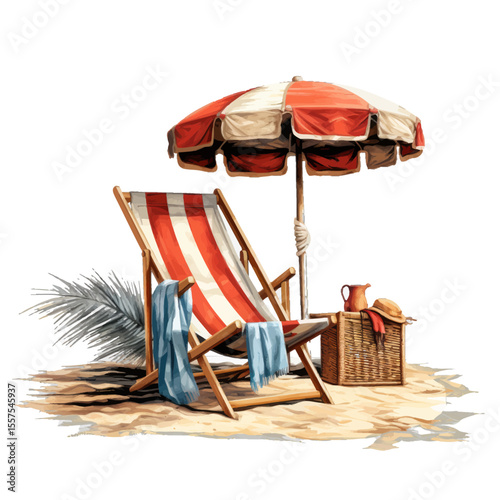 beach chair and umbrella