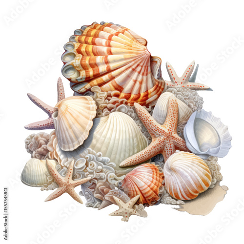 seashells on white background