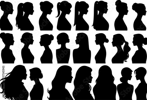 Set of Woman Silhouette Vector Art, Stylish Woman Silhouettes Collection, Female Silhouette Vector Set, Elegant Lady Silhouette Art, Fashion Woman Silhouette Bundle, Black Woman Silhouette Design, Wal
