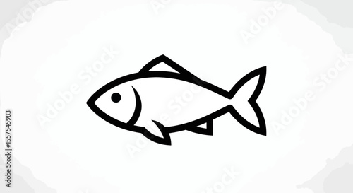 Minimalistic Fish Icon Illustration on White Background for Various Creative Uses