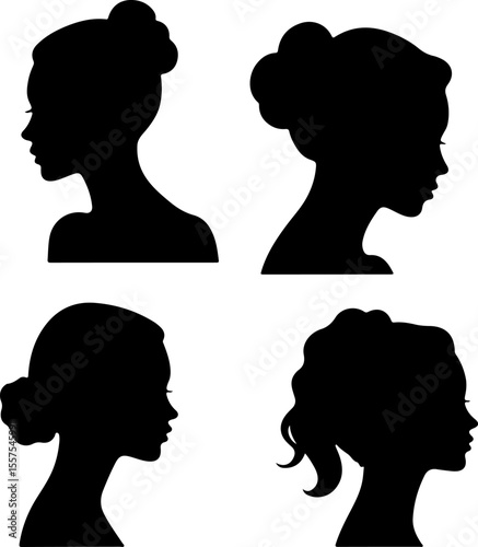 Set of Woman Silhouette Vector Art, Stylish Woman Silhouettes Collection, Female Silhouette Vector Set, Elegant Lady Silhouette Art, Fashion Woman Silhouette Bundle, Black Woman Silhouette Design, Wal