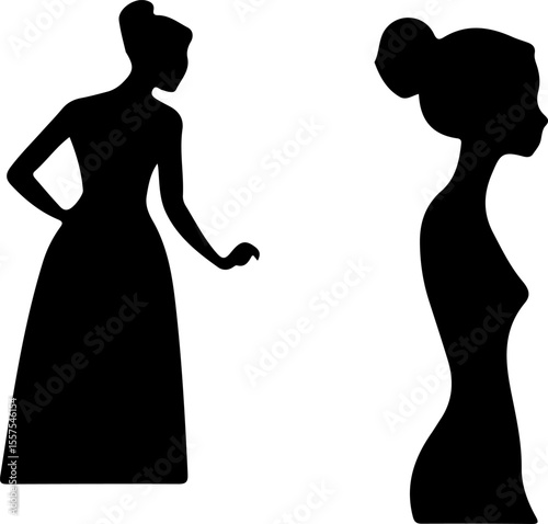 Set of Woman Silhouette Vector Art, Stylish Woman Silhouettes Collection, Female Silhouette Vector Set, Elegant Lady Silhouette Art, Fashion Woman Silhouette Bundle, Black Woman Silhouette Design, Wal