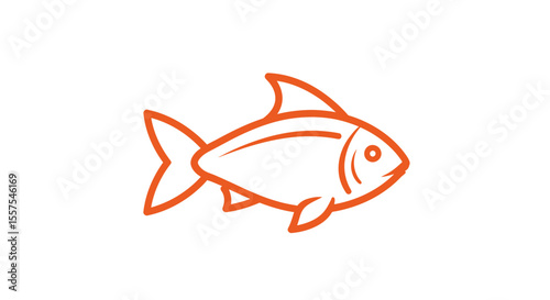 Vibrant orange fish outline swimming in a simplistic design on white canvas