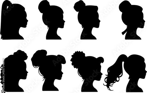 Set of Woman Silhouette Vector Art, Stylish Woman Silhouettes Collection, Female Silhouette Vector Set, Elegant Lady Silhouette Art, Fashion Woman Silhouette Bundle, Black Woman Silhouette Design, Wal