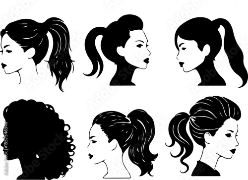 Set of Woman Silhouette Vector Art, Stylish Woman Silhouettes Collection, Female Silhouette Vector Set, Elegant Lady Silhouette Art, Fashion Woman Silhouette Bundle, Black Woman Silhouette Design, Wal