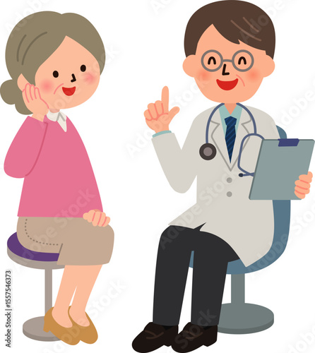 Doctor Consulting Elderly Woman – Geriatric Care Illustration Clipart

