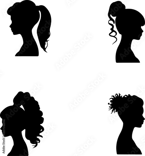 Set of Woman Silhouette Vector Art, Stylish Woman Silhouettes Collection, Female Silhouette Vector Set, Elegant Lady Silhouette Art, Fashion Woman Silhouette Bundle, Black Woman Silhouette Design, Wal