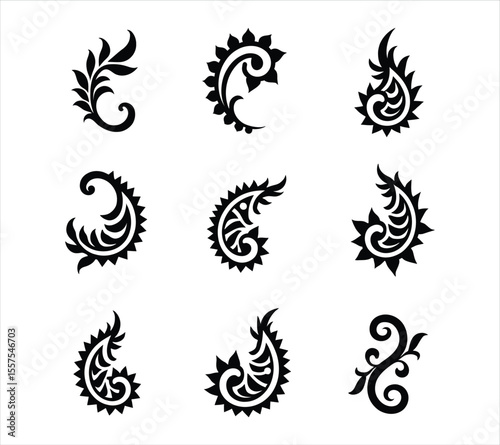 Henna Inspired Paisley Silhouettes