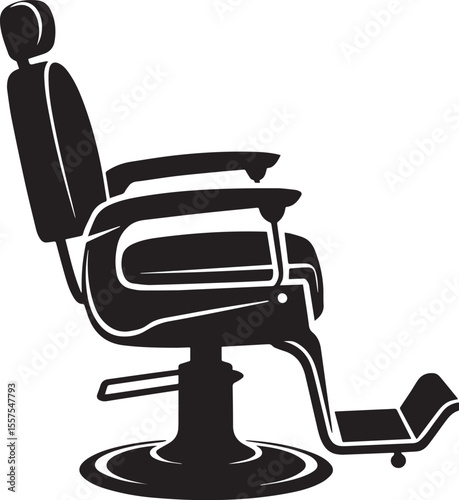 silhouette illustration of a classic barber chair, a symbol of barbershops and men's grooming.