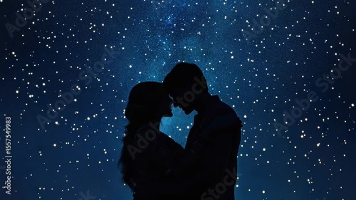 Wallpaper Mural A romantic moment between a man and a woman against the backdrop of the starlit universe. Torontodigital.ca