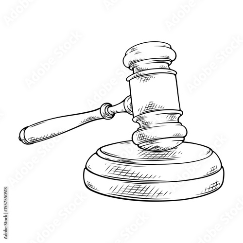 judge's gavel line art drawing illustration