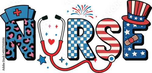 4th Of July Nurse Graphic Design