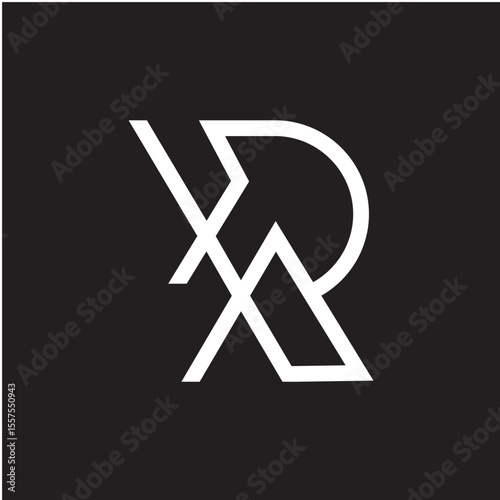 Abstract Monochrome Geometric Logo Design On Black Background