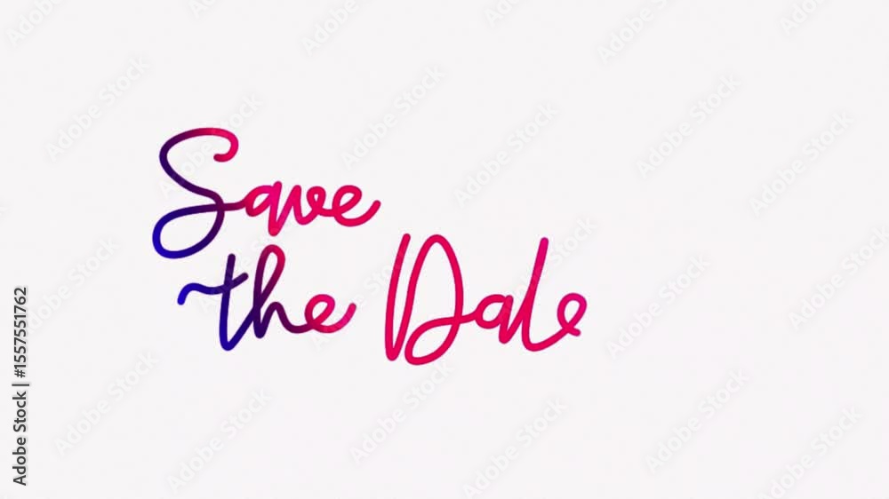 save the date Hand drawn calligraphy monoline vintage text on background. Calligraphy lettering animation video Full HD,One line continuous animated typography intro outro wedding dating gradient