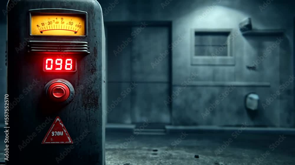 Urban Vintage Gas Pump in Dark Alley Scene