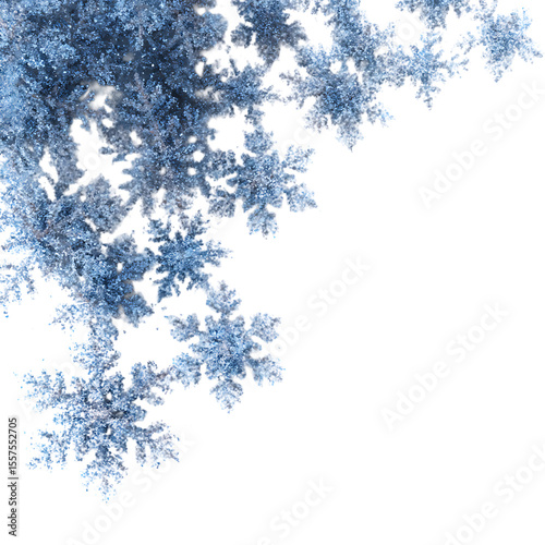 Stunning Blue Snowflake Border Winter Wonderland Design Element white background against transparent Background