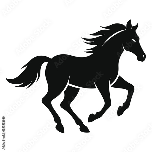 Majestic Running Horse Silhouette Elegant Black Stallion Vector Illustration
